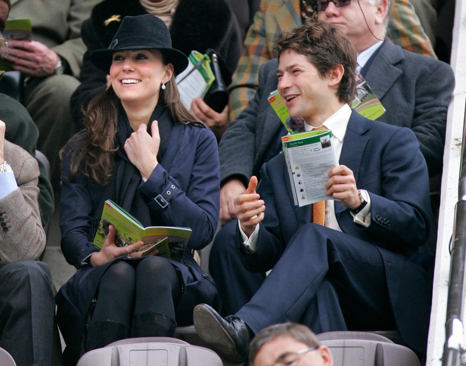 Kate Middleton and Sam Waley-Cohen watch the racing at Cheltenham in 2008