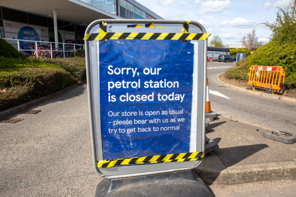 Petrol stations across the south of the UK are shut