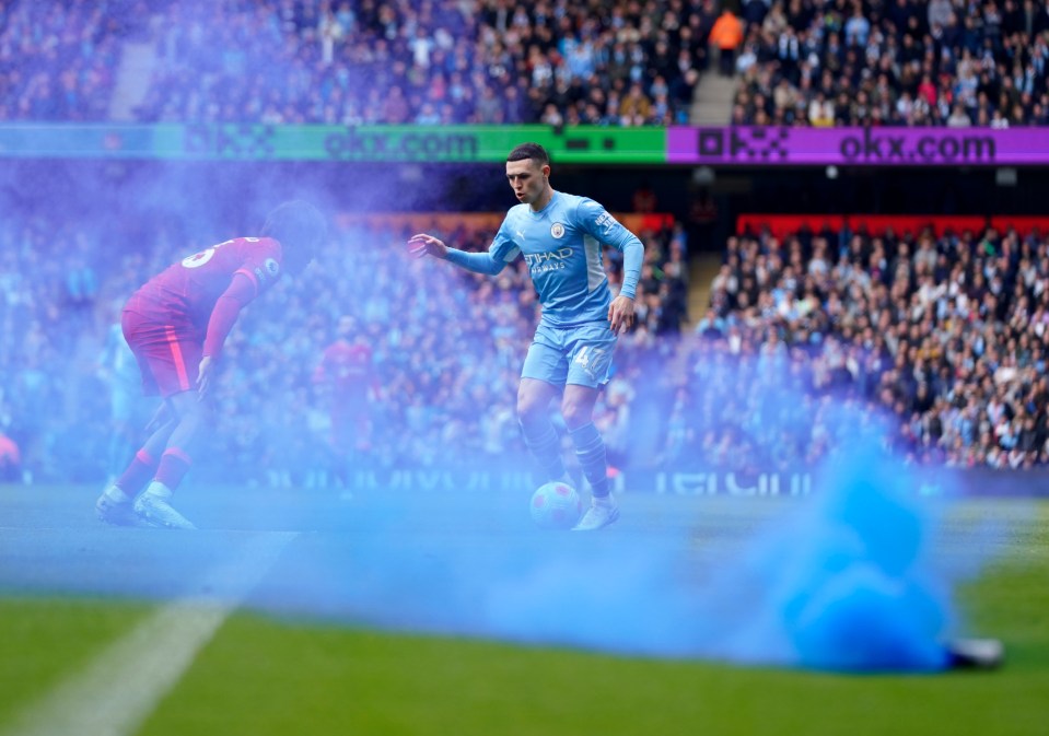 There was an electric atmosphere at the Etihad plus flares inside and outside the ground