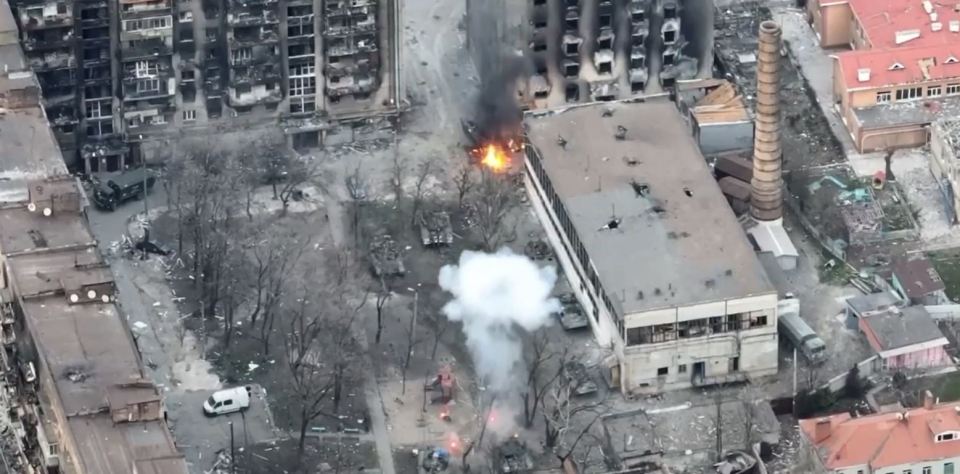 Ukraine destroyed two armoured vehicles for the price of one after a shell went flying into another tank