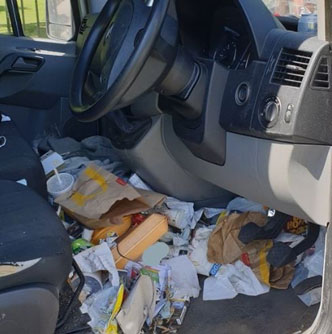 It’s a wonder Steven Hudson, 33 and of Peacehaven, can find room for his legs after dumping fast food litter on the floor of his car