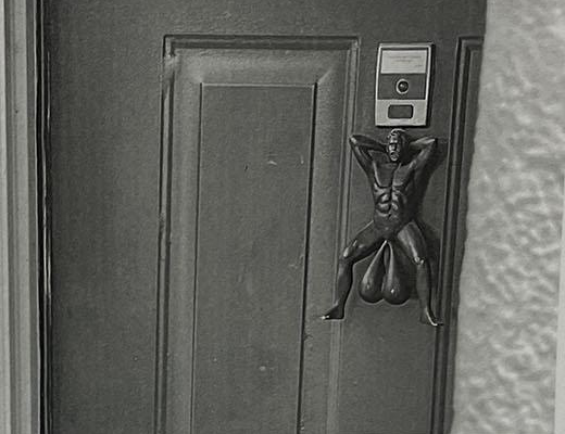 The door knocker was formed of a rather large pair of testicles