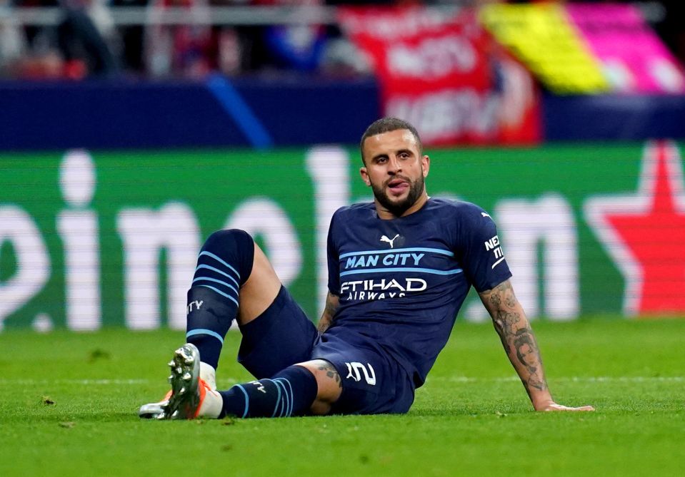 Kyle Walker limped off with an ankle injury against Atletico Madrid