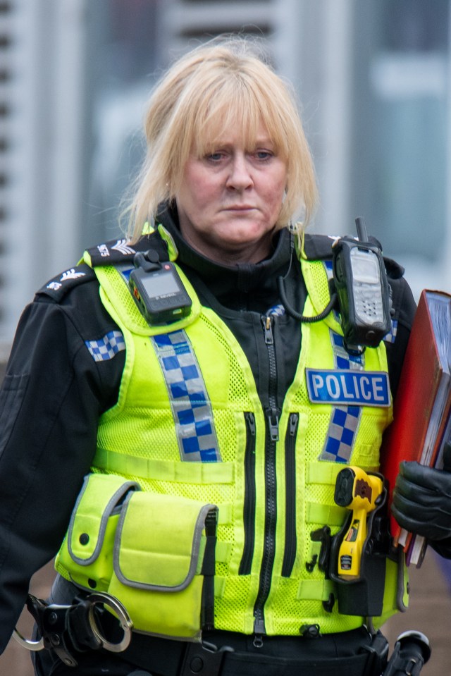 Sarah Lancashire looked miserable as she filmed intense scenes for Happy Valley