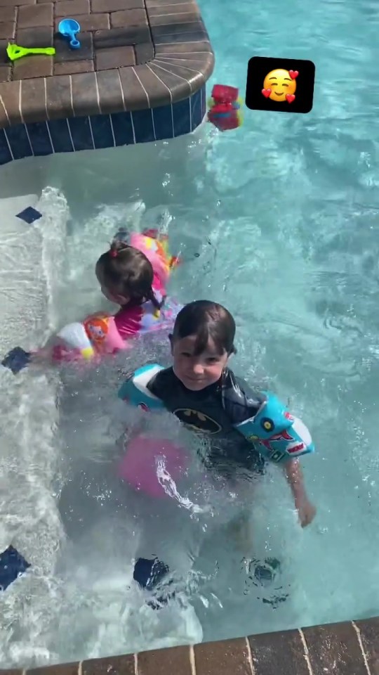 The children could be seen playing games in the pool and enjoying their break