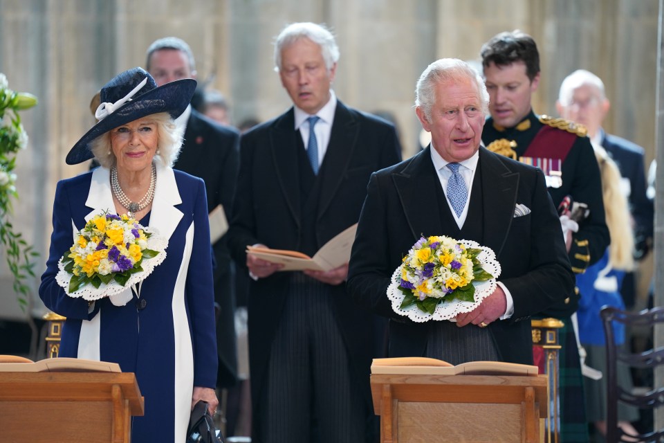 Charles and Camilla represented the Queen at Windsor's Maundy service today