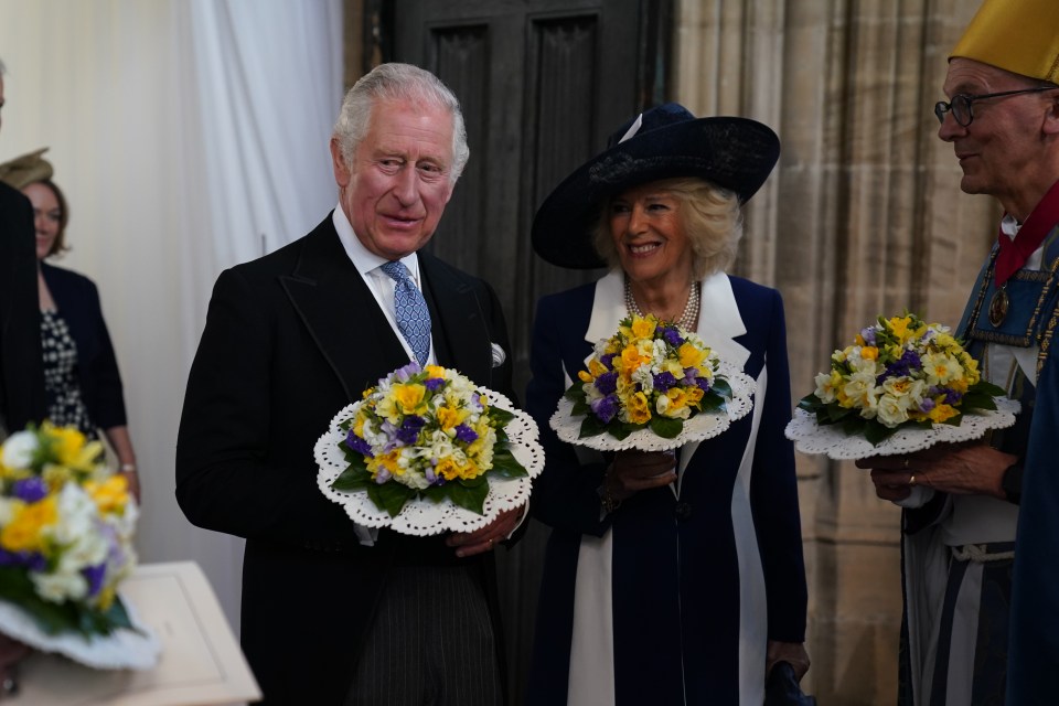 The couple beamed as they arrived at St George's Chapel