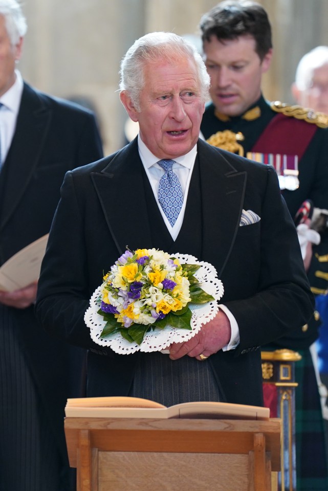 The royals were presented with traditional nosegays - bouquets of sweet-smelling flowers