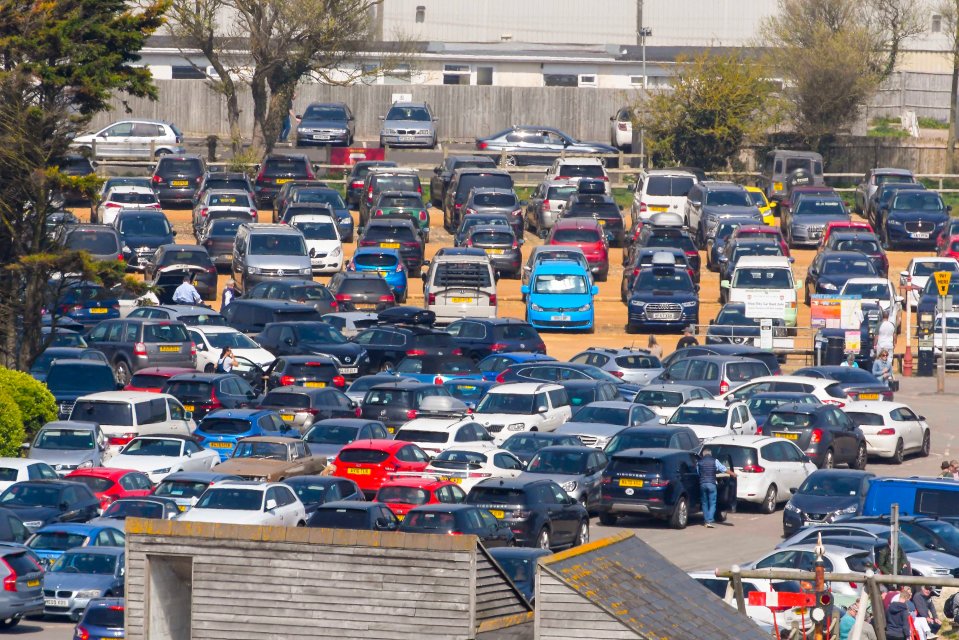 A packed car park as Brits rush to soak up the Bank Holiday Weekend sun