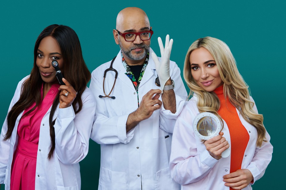 Meet Dr Tosin Ajayi-Sotubo, left, Dr Anand Patel, centre, and Dr Jane Leonard, right, the new Embarrassing Bodies doctors