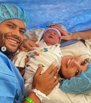 The Brazilian and wife Camila welcome the latest addition to the family