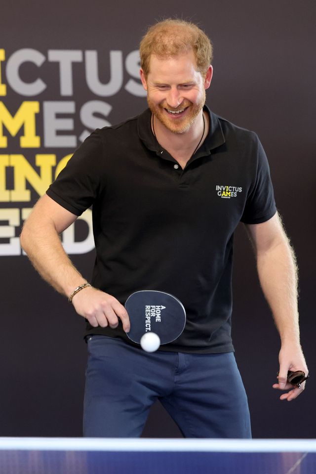 The Duke beamed as he played table tennis