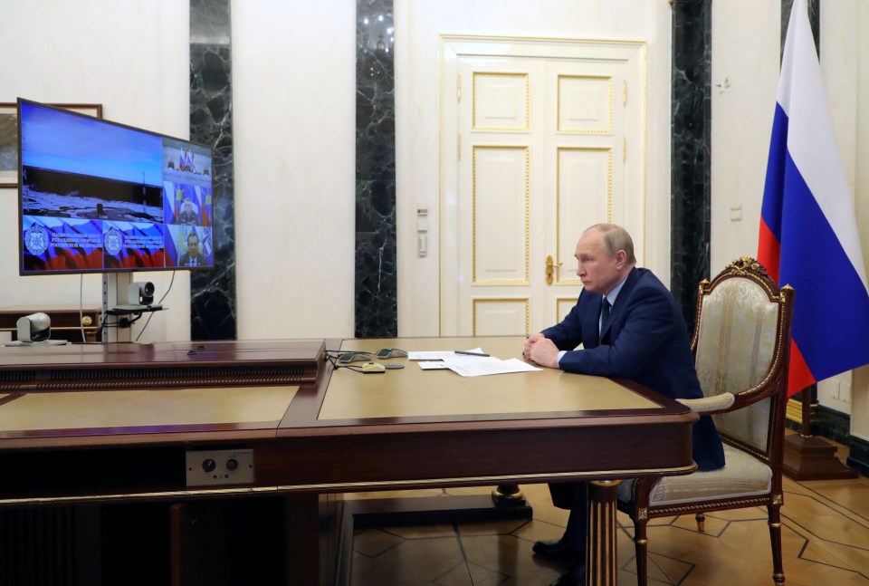 Putin watching the launch of the missile