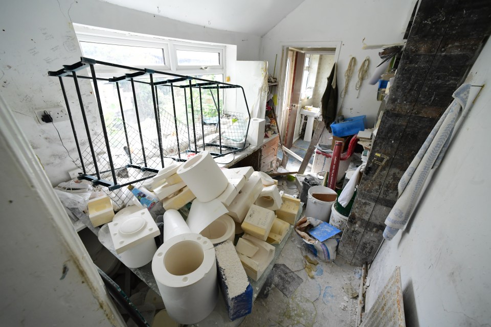 The house appears to have been used to make ceramic moulds and is filled with clutter