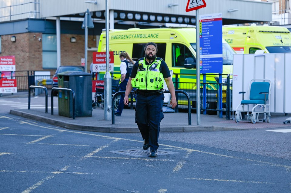 Police at the scene outside Good Hope Hospital in Sutton Coldfield