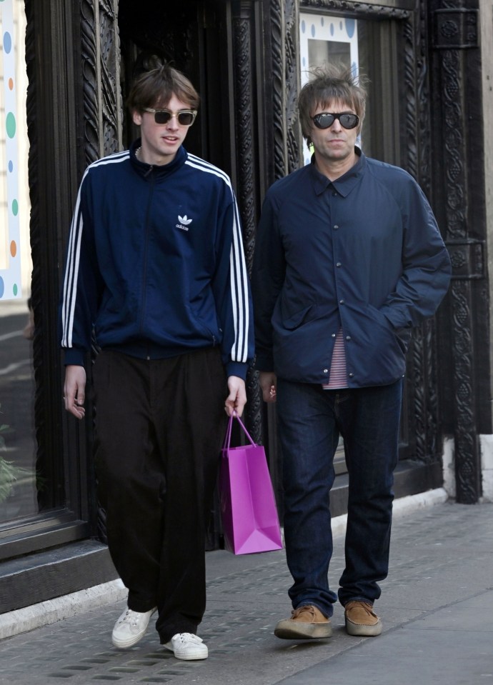 Gene Gallagher channelled his dad Liam’s old look while they were out shopping together