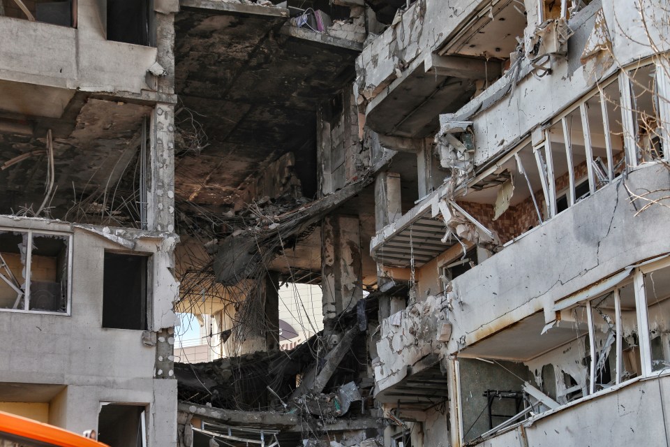 An apartment block shows damage caused by a Russian missile strike in Odesa, southern Ukraine