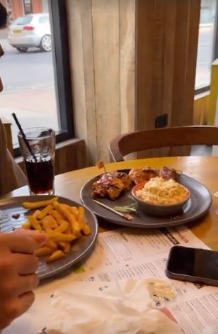 She and Tommy tucked into a Nando's together