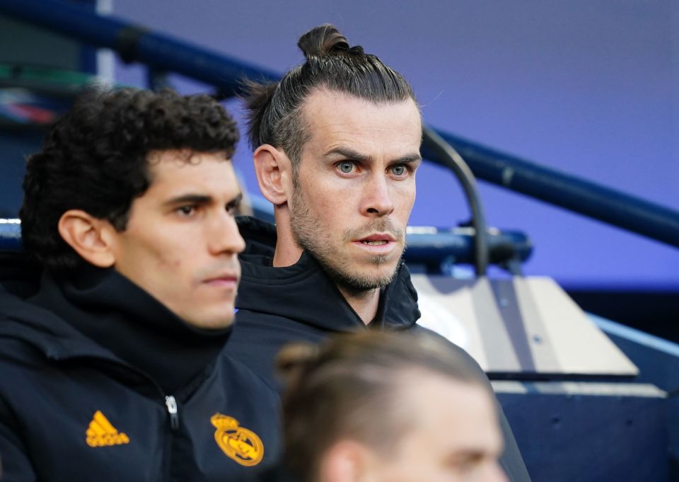 Real Madrid’s Gareth Bale on the bench against Man City