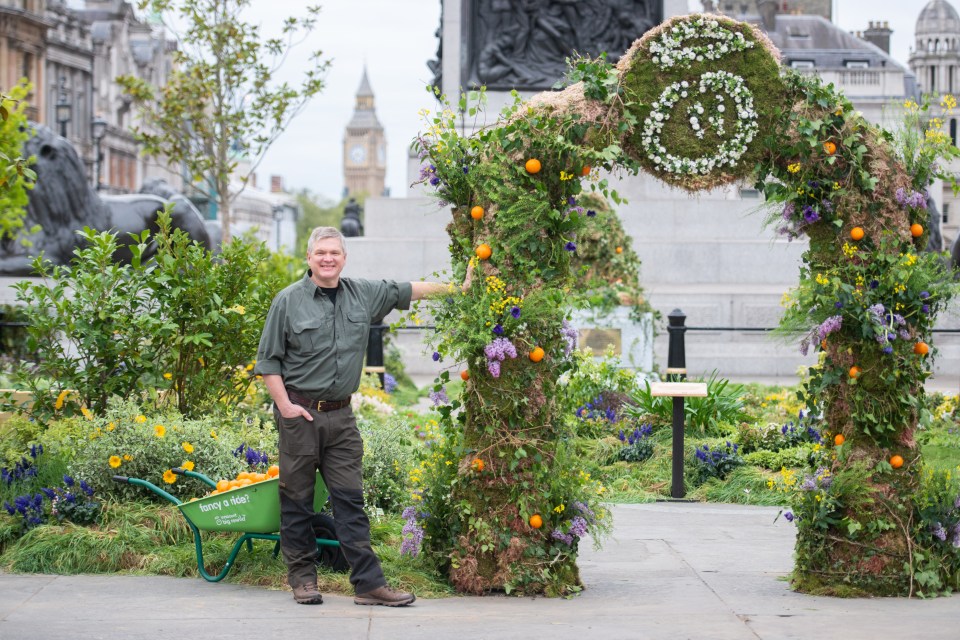 Conservationist and wilderness expert, Ray Mears, was pictured at the temporary installation