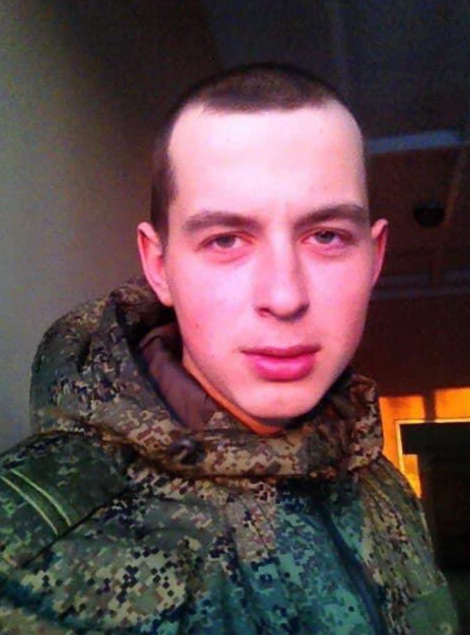 Private Sergei Peskarev, 24, worked at a supermarket until signing up to the army