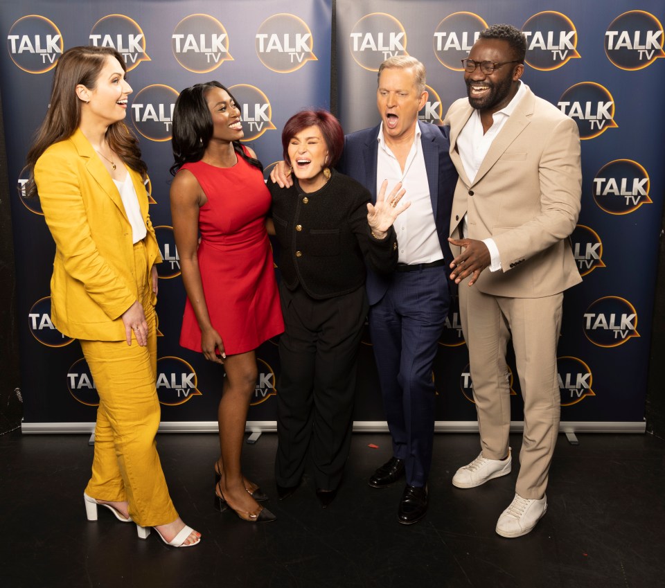 Nicola Thorp, Esther Krakue, Sharon Osbourne, Jeremy Kyle and JJ Anisiobi at the TalkTV launch this week