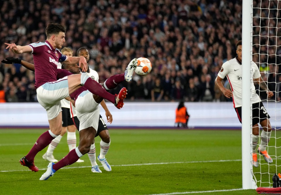 West Ham’s Michail Antonio clips the home side level midway in the first half