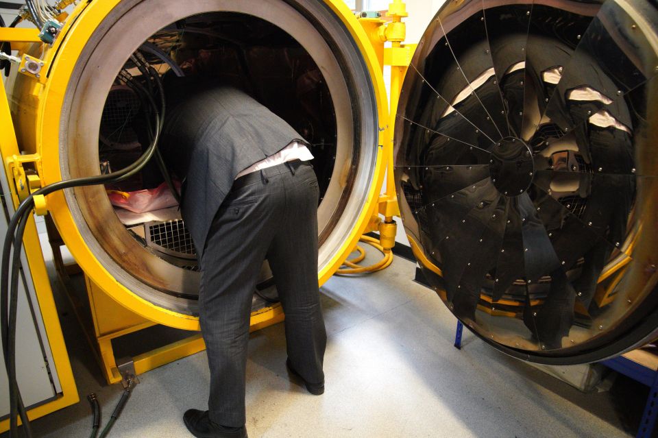 Boris Johnson stuck his head in a pressure cooker at Burnley College Sixth Form Centre