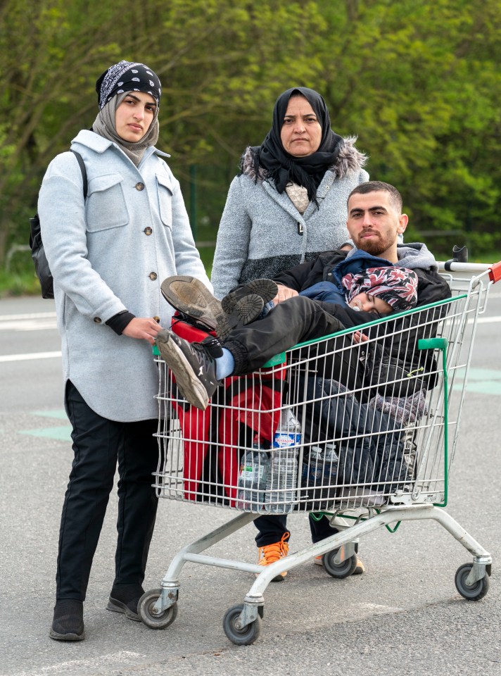 Disabled Zryan Ahmad, 25, his daughter Hany, 3, wife Sulamani and mother Gulala have already tried to reach Britain four times and swear they will try again regardless of the Rwanda deal