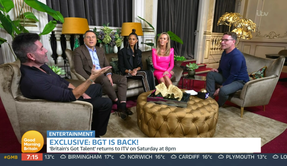 Simon appeared on GMB today with show judges David Walliams, Alesha Dixon and Amanda Holden