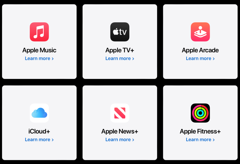 You can bundle together up to six services through Apple One