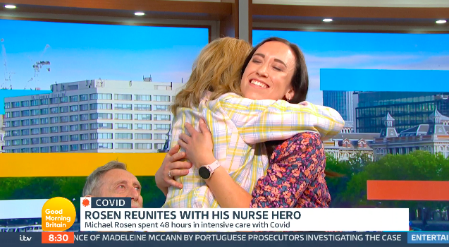 Kate Garraway hugged a nurse who cared for husband Derek on today's GMB