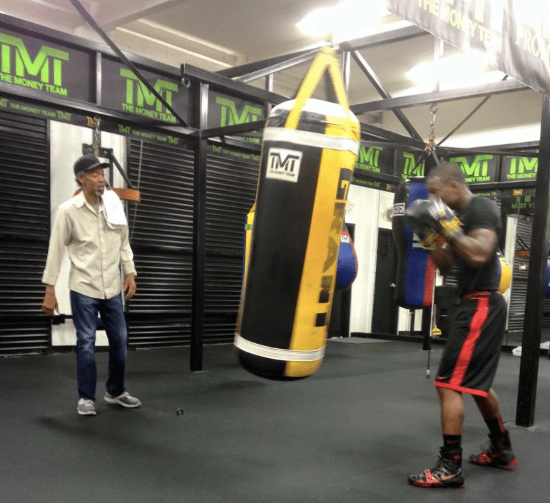 Don Moore training at Floy Mayweather's gym