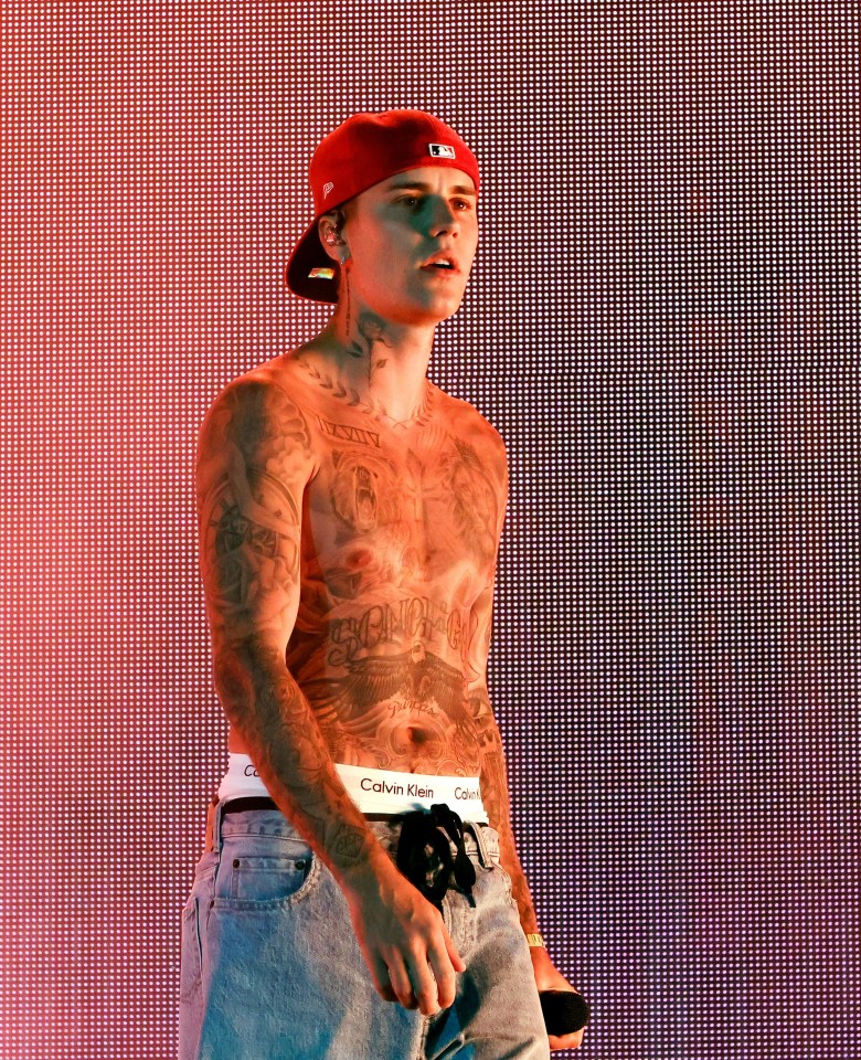 Justin Bieber went topless for his set at Coachella