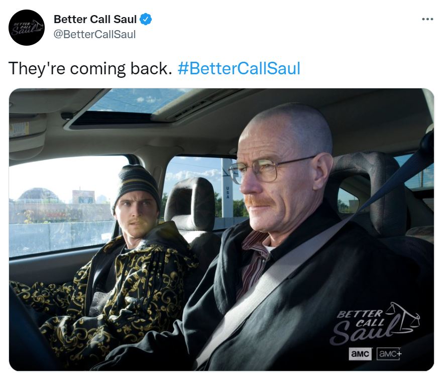 The official Better Call Saul twitter account shared the news with fans on Sunday