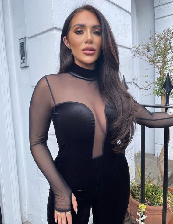 Chloe showed off her sensational figure in a mesh Jumpsuit