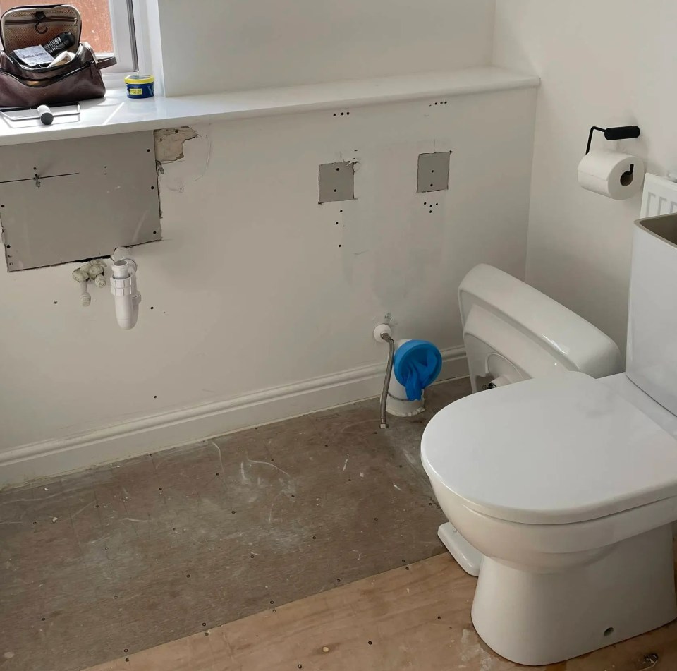 A sink and toilet fell off the wall in Sally Thurrell's home