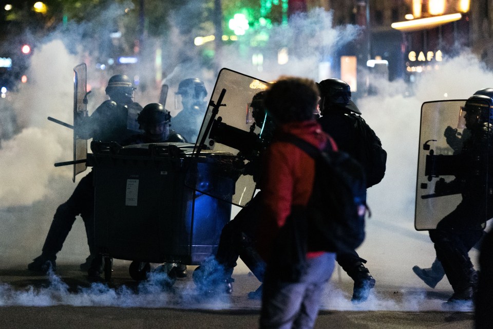 Cops and protestors clashed in the streets after it was announced that Emmanuel Macron had won the French presidential election