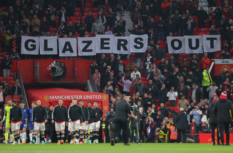 Manchester United fans chanted against the Glazers during the match with Chelsea