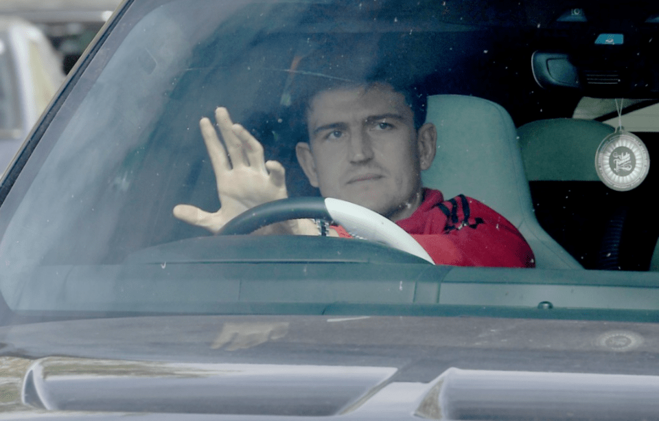 Harry Maguire was pictured driving into Carrington for Manchester United training