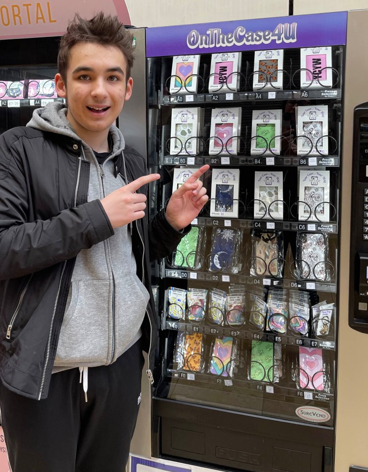 Sam also sells cases via a vending machine at Birmingham’s Bullring shopping centre