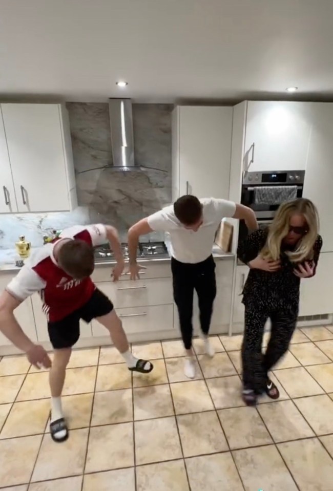 George, Joe and mum Lisa pictured in a TikTok