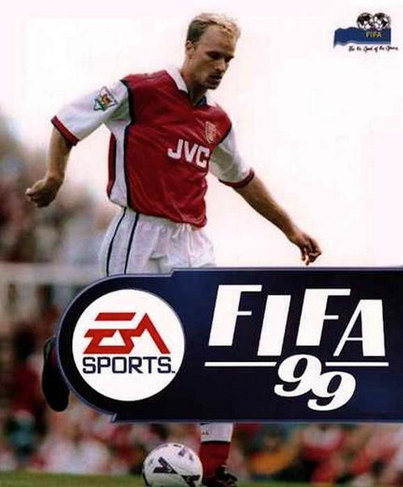 A Bergkamp action shot with real life crowds is something not seen often in Fifa covers