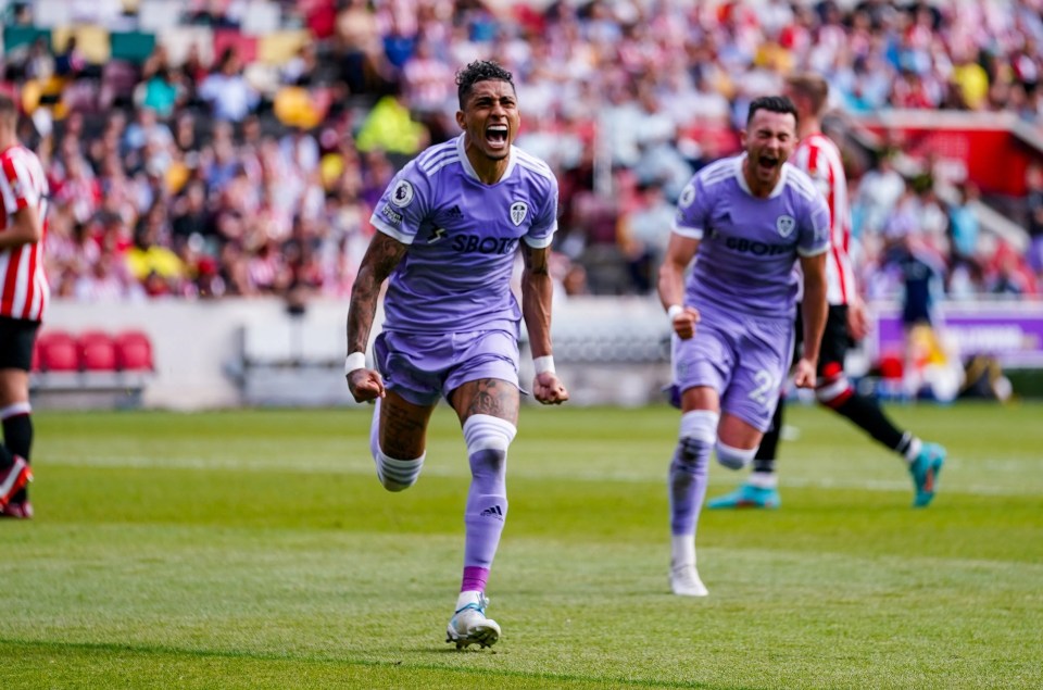 Raphinha scored the first goal as Leeds won at Brentford