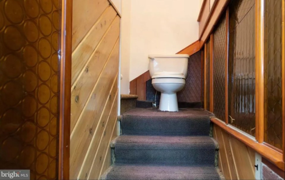 The home has a toilet on the staircase