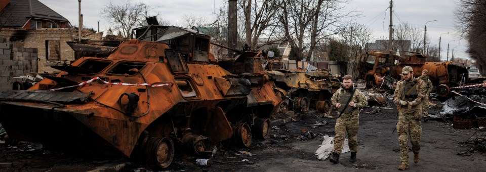 Destroyed Russian tanks and armoured vehicles are scattered all across Ukraine