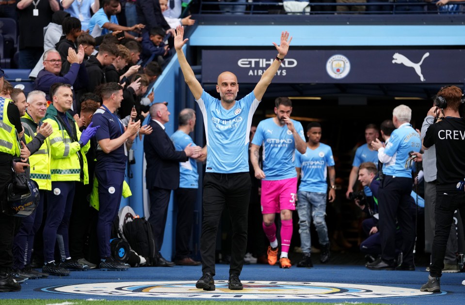 Pep Guardiola took in the adoring adulation of his fans before the trophy was lifted