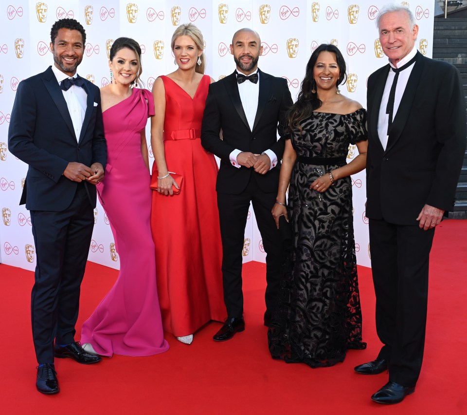 Good Morning Britain's Sean Fletcher, Layra Tobin, Charlotte Hawkins, Alex Beresford, Ranvir Singh and Dr Hilary Jones attended the TV BAFTA Awards on Sunday afternoon