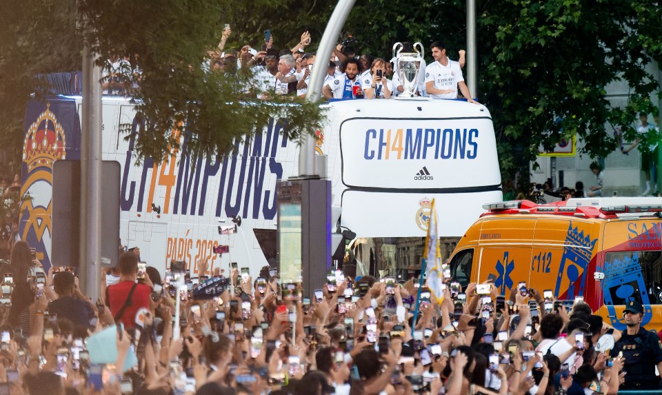 The Real Madrid stars took the adulation from their adoring fans on a bus parade