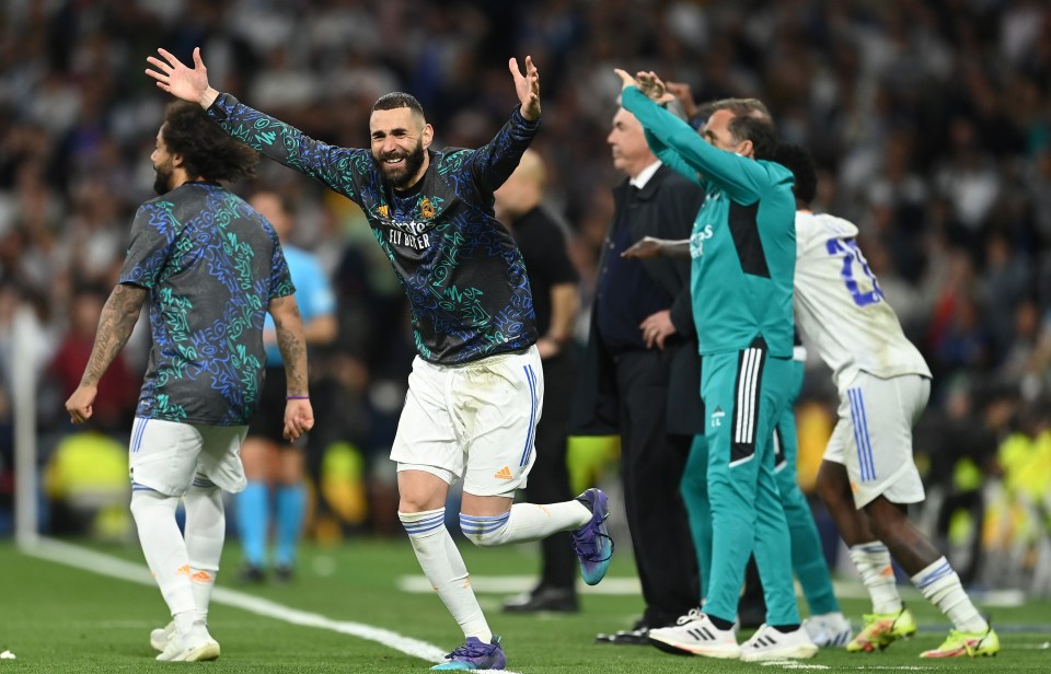 Karim Benzema led celebrations from the bench